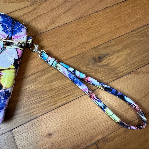 Lodis Colorful Butterfly Patent Leather Wristlet & Matching Wallet Coin Purse - Picture 7 of 8